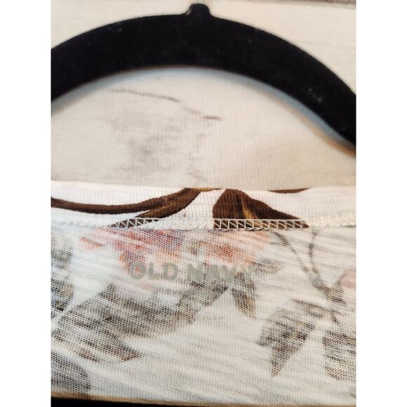 Old Navy Women's Multicolor Floral Cotton V-Neck Short Sleeve Tee Shirt Size XXL - Picture 3 of 6